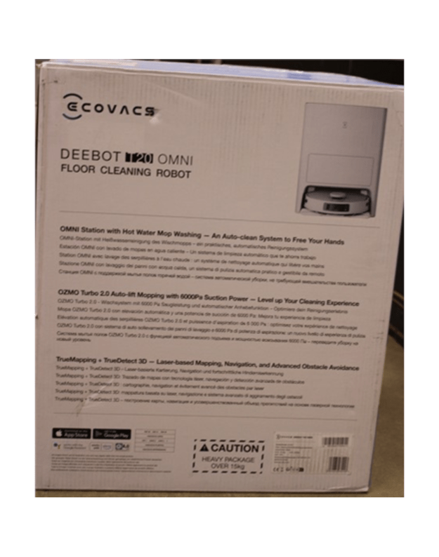 SALE OUT. Ecovacs Vacuum cleaner DEEBOT T20 OMNI Ecovacs Wet&Dry Operating time (max) 260 min Lithium Ion 5200 mAh Dust capacity 0.4 L 6000 Pa White Battery warranty 24 month(s) DAMAGED PACKAGING, UNPACKED, USED, DIRTY, SCRATCHES 24 month(s) | Ecovacs