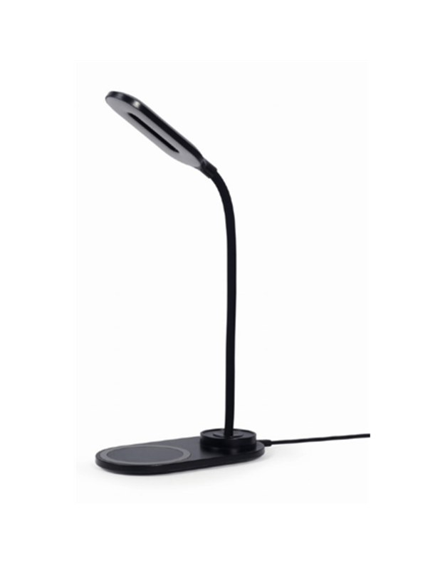 Gembird | TA-WPC10-LED-01 Desk lamp with wireless charger, Black | Cold white, warm white, natural 2893-7072 K | Phone or tablet with built-in Qi wireless charging
