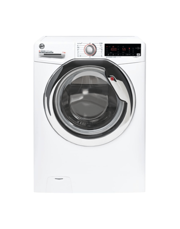 Hoover | H3WS437TAMCE/1-S | Washing Machine | Energy efficiency class A | Front loading | Washing capacity 7 kg | 1300 RPM | Depth 45 cm | Width 60 cm | Display | LCD | Steam function | NFC | White