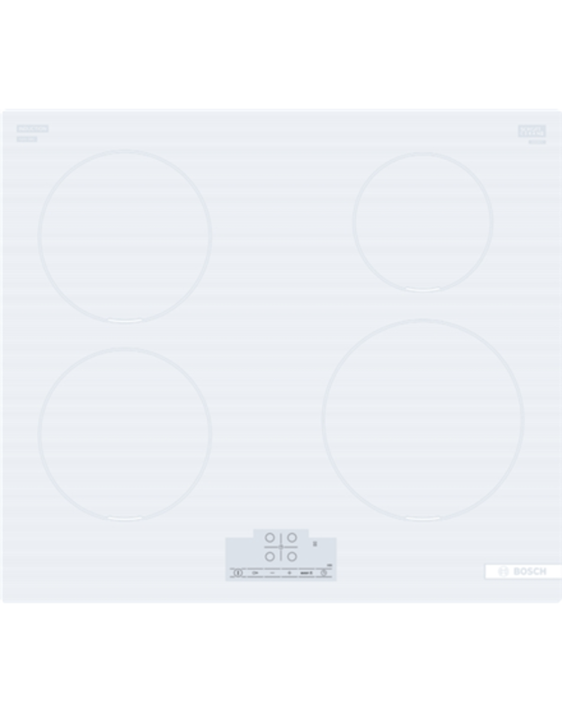 Bosch | PUE612BB1J | Hob | Induction | Number of burners/cooking zones 4 | Touch | Timer | White