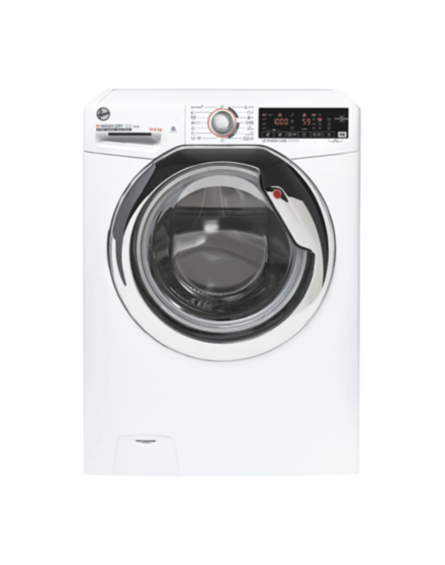 Hoover | H3DS596TAMCE/1-S | Washing Machine | Energy efficiency class A | Front loading | Washing capacity 9 kg | 1500 RPM | Depth 58 cm | Width 60 cm | Display | LCD | Drying system | Drying capacity 6 kg | Steam function | NFC | White