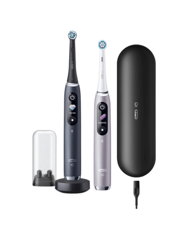 Oral-B | iO 9 Series Duo | Electric Toothbrush | Rechargeable | For adults | ml | Number of heads | Black Onyx/Rose | Number of brush heads included 2 | Number of teeth brushing modes 7