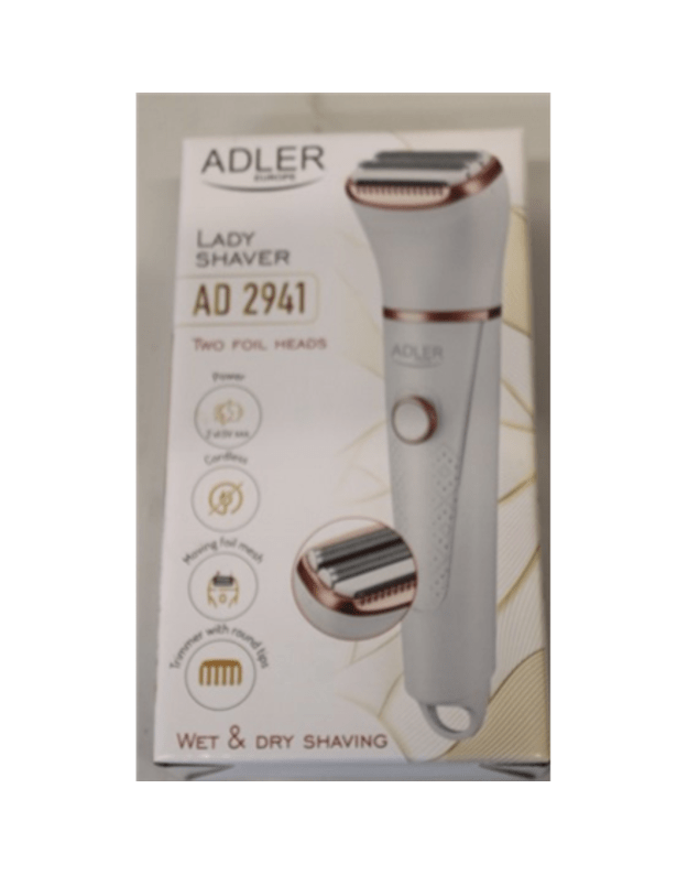 SALE OUT. Adler AD 2941 Lady Shaver, Cordless, White | Lady Shaver | AD 2941 | Operating time (max) Does not apply min | Wet & Dry | AAA | White | DAMAGED PACKAGING | Lady Shaver | AD 2941 | Operating time (max) Does not apply min | Wet & Dry | AA