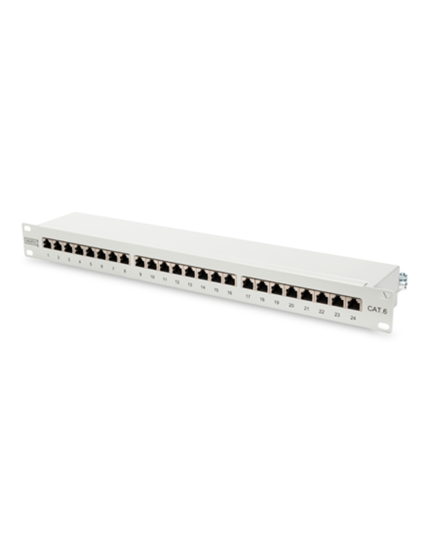 Digitus | Patch Panel | DN-91624S | White | Category: CAT 6 Ports: 24 x RJ45 Retention strength: 7.7 kg Insertion force: 30N max | 48.2 x 4.4 x 10.9 cm