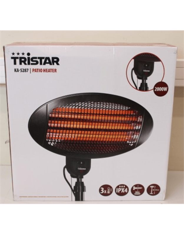 SALE OUT. OUT. Tristar KA-5287 Patio Heater, Black Tristar Heater KA-5287 Patio heater 2000 W Number of power levels 3 Suitable for rooms up to 20 m² Black DAMAGED PACKAGING IPX4 | Heater | KA-5287 | Patio heater | 2000 W | Number of power levels 3 |