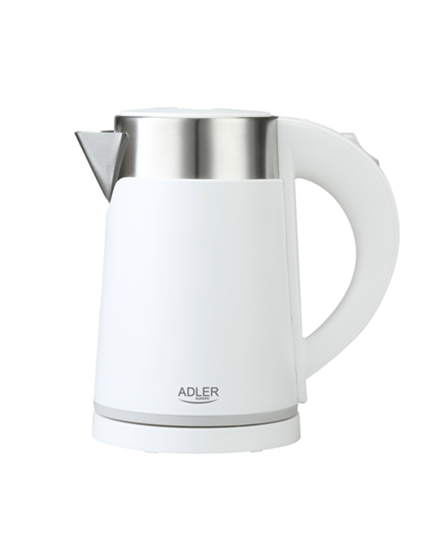 Adler Kettle AD 1372 Electric 800 W 0.6 L Plastic/Stainless steel 360° rotational base White