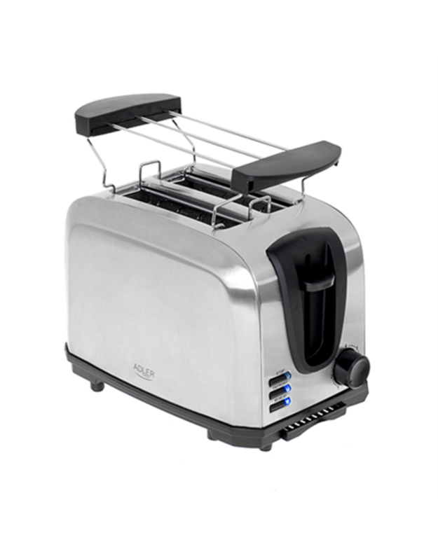 Adler Toaster AD 3222 Power 700 W Number of slots 2 Housing material Stainless steel Silver