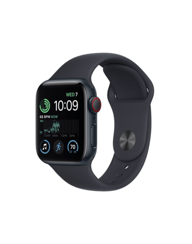 Apple Watch SE GPS + Cellular MNPL3UL/A 40mm, Retina LTPO OLED, Touchscreen, Heart rate monitor, Waterproof, Bluetooth, Wi-Fi, Midnight, Black