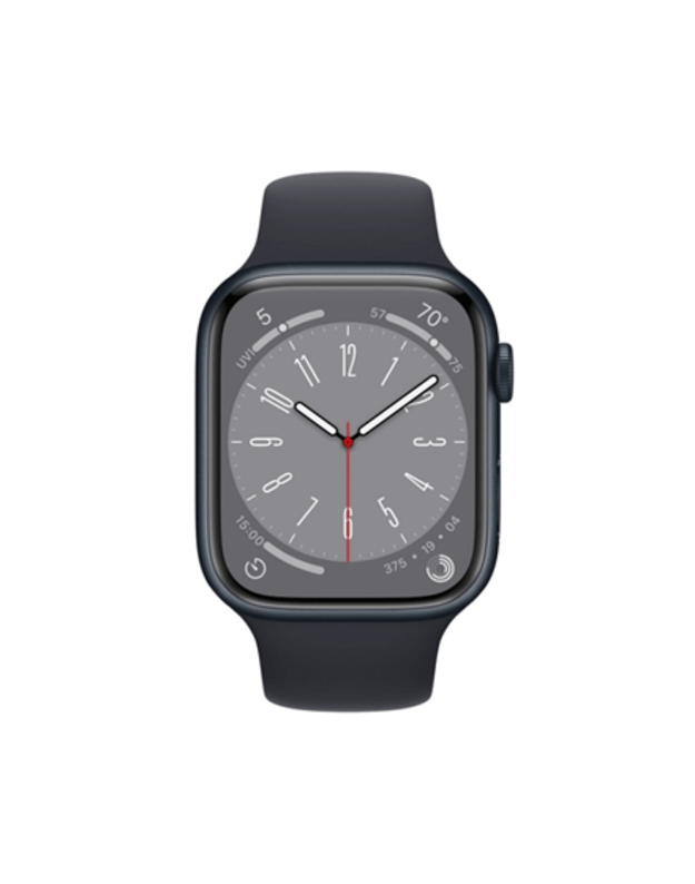 Apple Watch Series 8 MNK43UL/A 45mm, Smart watches, GPS (satellite), Retina LTPO OLED, Touchscreen, Heart rate monitor, Waterproof, Bluetooth, Wi-Fi, eSIM, Midnight, Midnight