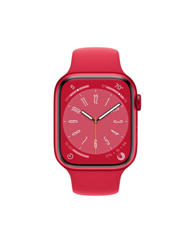 Apple Watch Series 8 MNKA3UL/A 45mm, Smart watches, GPS (satellite), Retina LTPO OLED, Touchscreen, Heart rate monitor, Waterproof, Bluetooth, Wi-Fi, eSIM, Red, Red