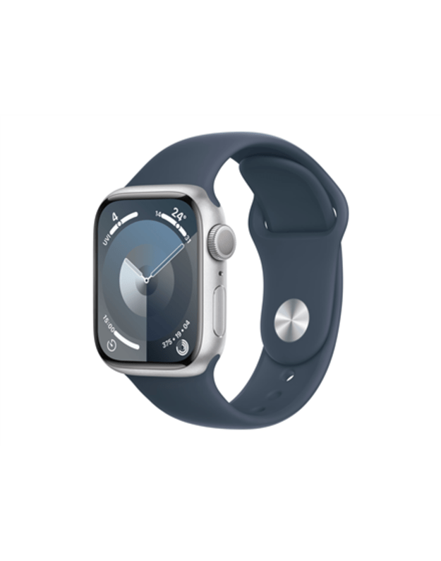 Apple Watch Series 9 GPS 41mm Silver Aluminium Case with Storm Blue Sport Band - M/L Apple
