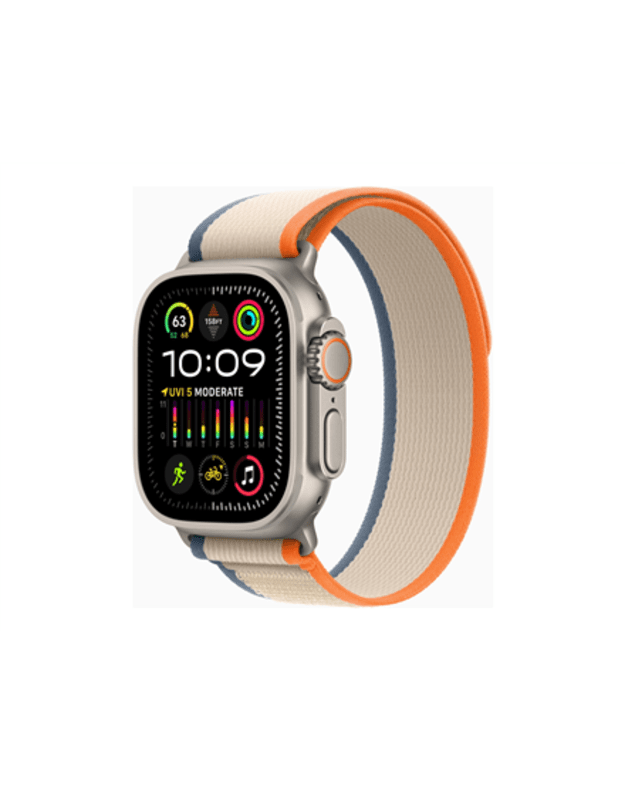 Apple Watch Ultra 2 GPS + Cellular, 49mm Titanium Case with Orange/Beige Trail Loop - M/L Apple Water-resistant, Splash-resistant, Corrosion resistant, Dust-resistant