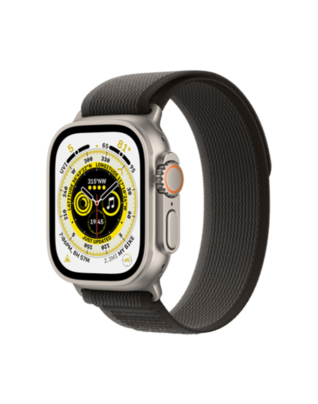 Apple Watch Ultra GPS + Cellular MQFW3UL/A 49mm, Retina LTPO OLED, Touchscreen, Heart rate monitor, Waterproof, Bluetooth, Wi-Fi, Black/Gray