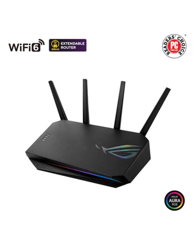 Asus Wireless Router ROG STRIX GS-AX5400 4804 + 574 Mbit/s Ethernet LAN (RJ-45) ports 4 Mesh Support Yes MU-MiMO Yes No mobile broadband Antenna type External antenna x 4