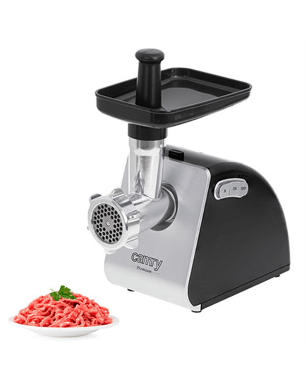 Camry | Meat mincer | CR 4812 | Silver/Black | 1600 W | Number of speeds 2 | Throughput (kg/min) 2 | Gullet 3 strainers Kebble tip Pusher Tray
