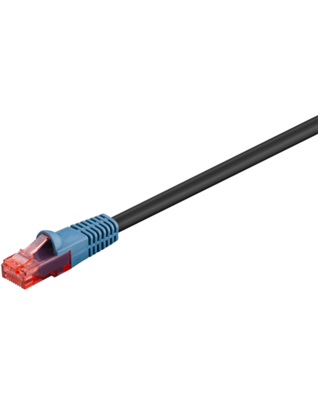 Goobay CAT 6 Outdoor-patch cable U/UTP 94389 10 m Black Prewired, unshielded LAN cable with RJ45 plugs for connecting network components Double-layer polyethylene jacket protects the network cable outdoors and makes it extremely weather-resistant The outd