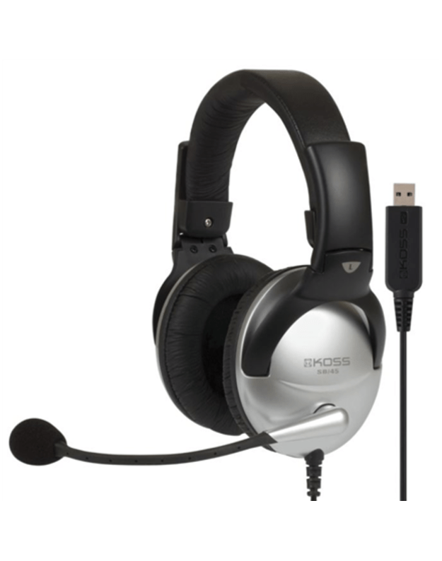 Koss Gaming headphones SB45 USB Wired On-Ear Microphone Noise canceling Silver/Black