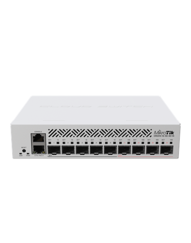 MikroTik Cloud Router Switch CRS310-1G-5S-4S+IN Managed L3 Rackmountable Mesh Support No MU-MiMO No No mobile broadband SFP+ ports quantity 4 SFP ports quantity 5