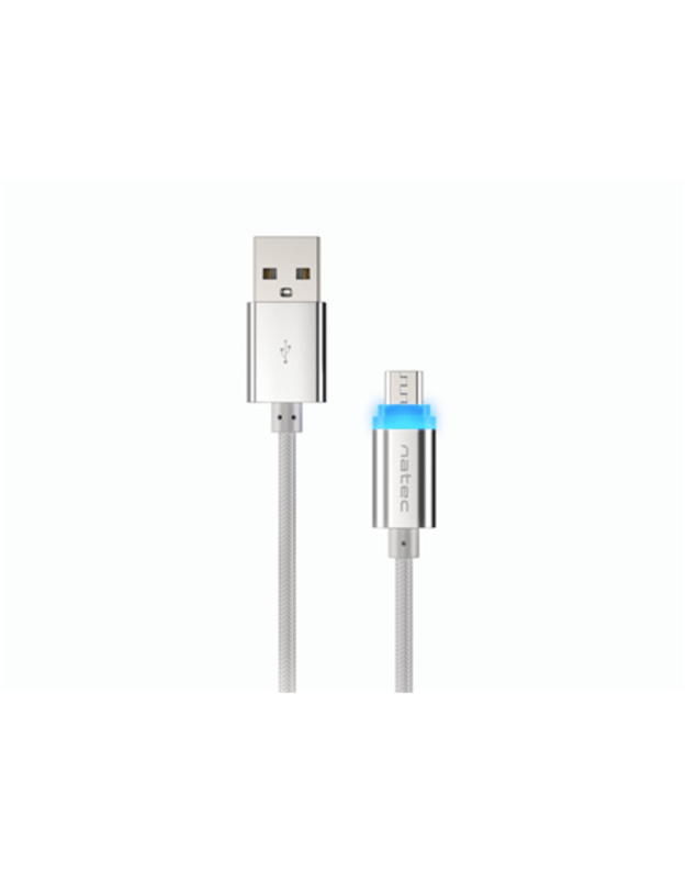 Natec Prati, USB Micro to Type A Cable 1m, LED, Silver Natec USB Type-A Micro USB