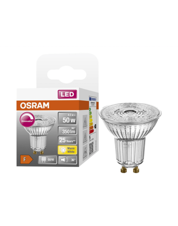 Osram Parathom Reflector LED 50 dimmable 36° 4,5 W/927 GU10 bulb Osram Parathom Reflector LED GU10 4.5 W Warm White