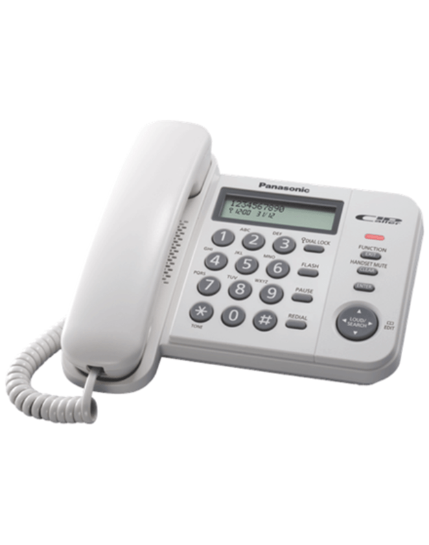 Panasonic Corded KX-TS560FXW 588 g White 198 x 195 x 95 mm Caller ID Phonebook capacity 50 entries Built-in display