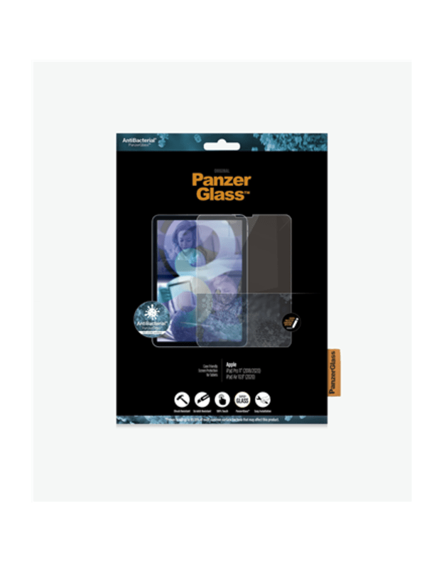 PanzerGlass | Apple | iPad Pro 11 (2018/20/21)/ iPad Air(2020) CF AB | Tempered glass | Transparent | Proven to kill up to 99.99 % of most common surface bacteria. | Screen protector