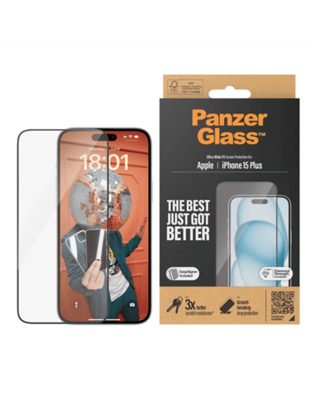 PanzerGlass Screen protector, Apple, IPhone 15 Plus, Glass, Transparent
