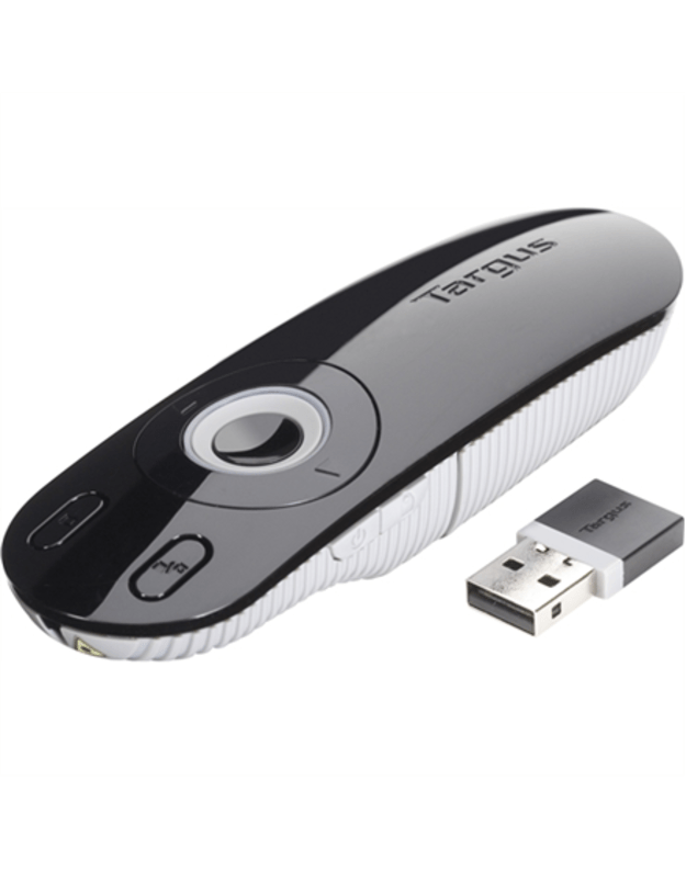 Targus | Laser Presentation Remote | Black, Grey | Plastic | * Clear & intuitive layout enables users to open and operate a presentation with ease. Laser pointer makes it easy to highlight presentation content while the back-lit buttons make it easy t